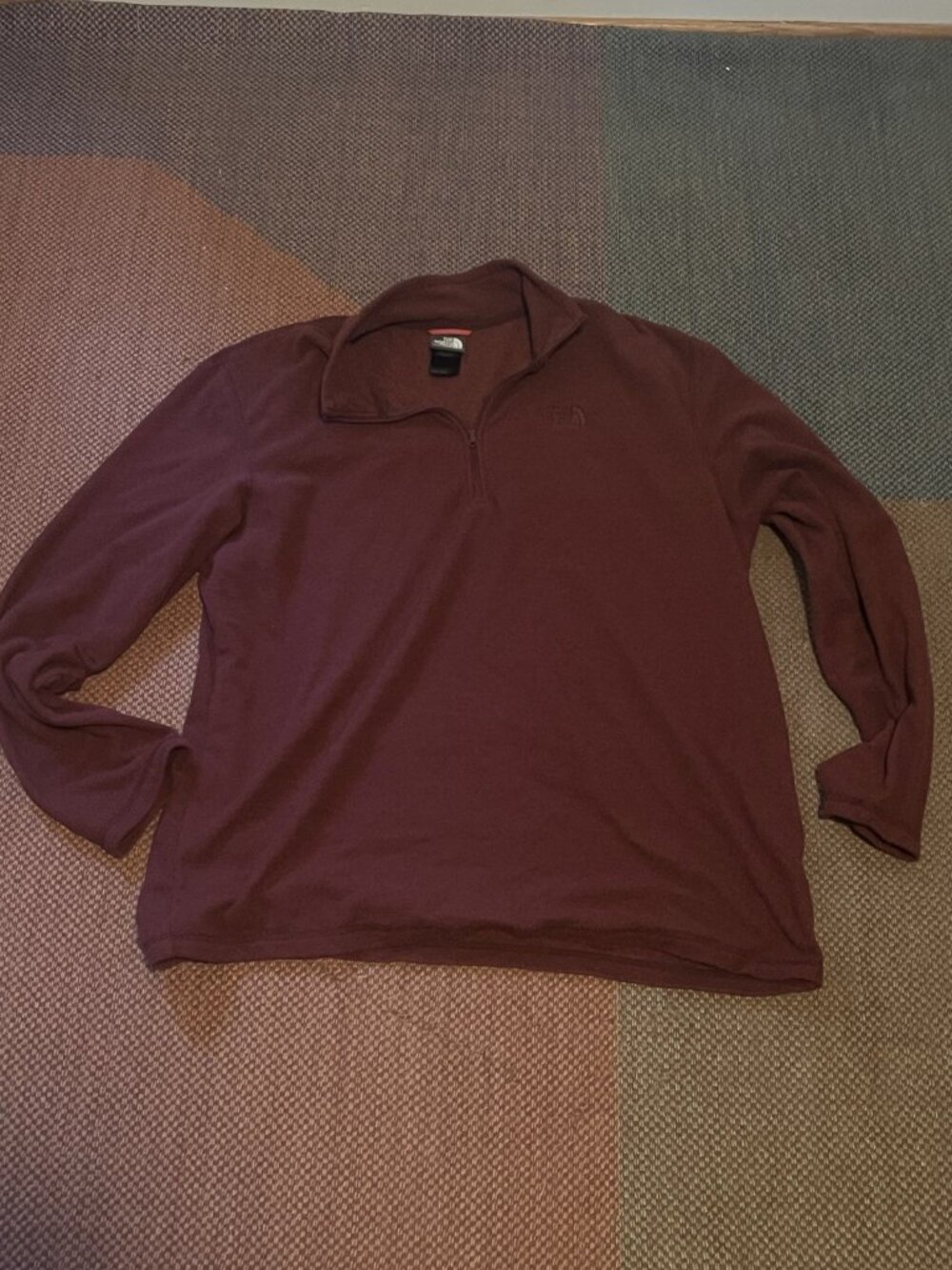 The North Face Mens XL Burgundy/Maroon/Red Fleece 1/4 Q Zip Pullover Jacket